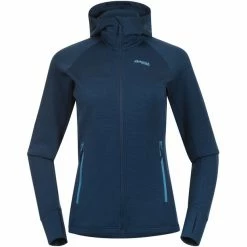 Bergans Cecilie Wool Hood Jacket Women deep sea blue